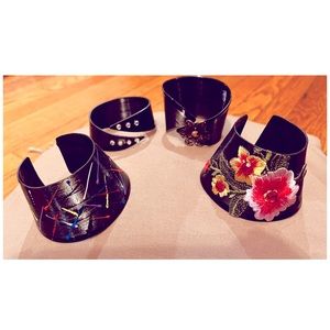 Handmade One of a kind vinyl record cuff/bracelet bundle